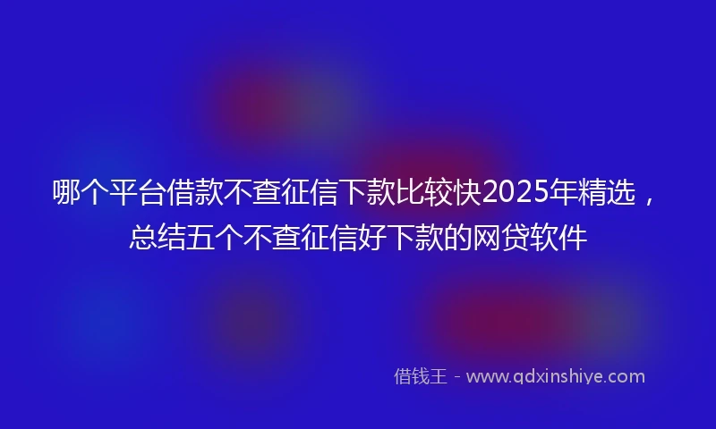 哪个平台借款不查征信下款比较快2025年精选，总结五个不查征信好下款的网贷软件
