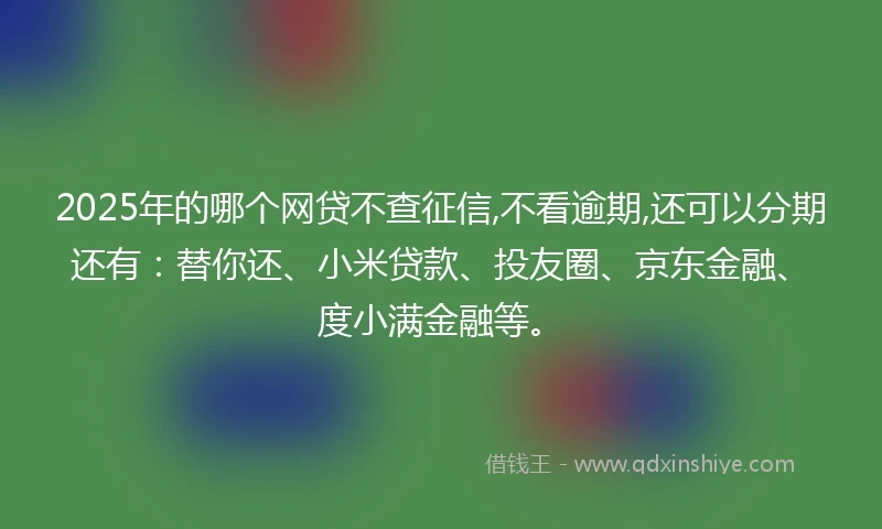 2025年的哪个网贷不查征信,不看逾期,还可以分期还有：替你还、小米贷款、投友圈、京东金融、度小满金融等。