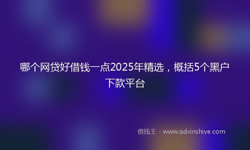 哪个网贷好借钱一点2025年精选，概括5个黑户下款平台