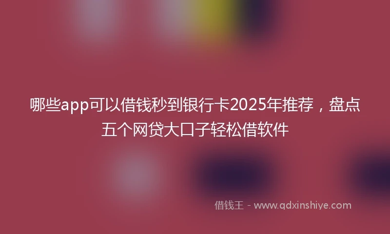 哪些app可以借钱秒到银行卡2025年推荐，盘点五个网贷大口子轻松借软件