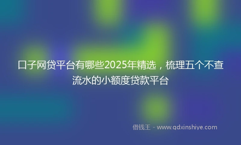 口子网贷平台有哪些2025年精选，梳理五个不查流水的小额度贷款平台