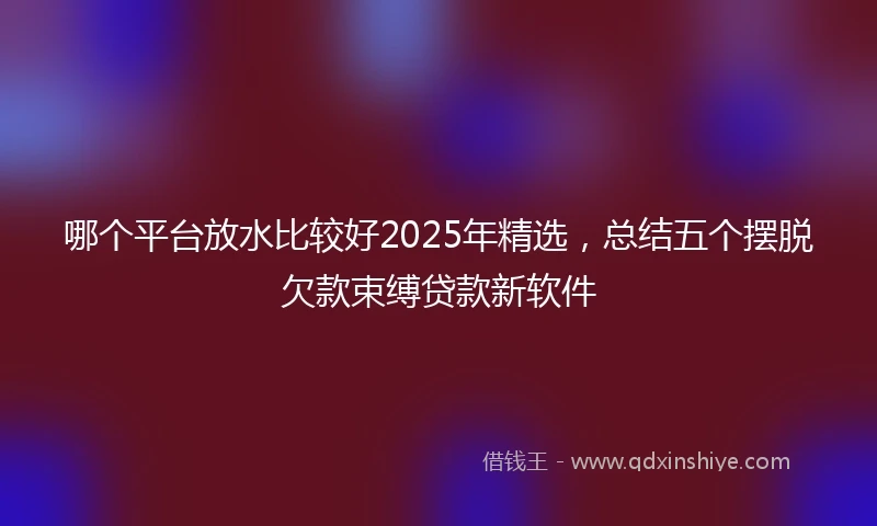 哪个平台放水比较好2025年精选，总结五个摆脱欠款束缚贷款新软件