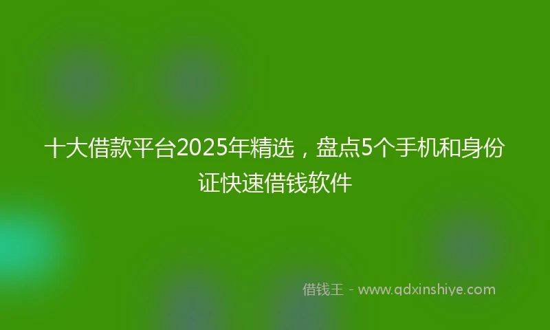 十大借款平台2025年精选，盘点5个手机和身份证快速借钱软件
