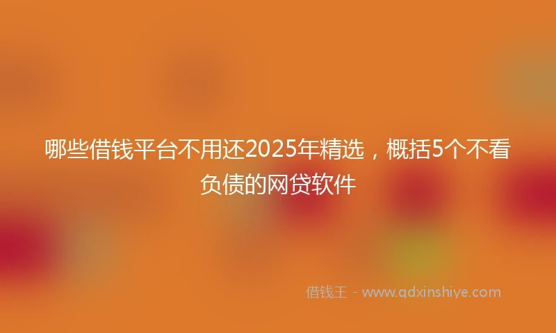 哪些借钱平台不用还2025年精选，概括5个不看负债的网贷软件