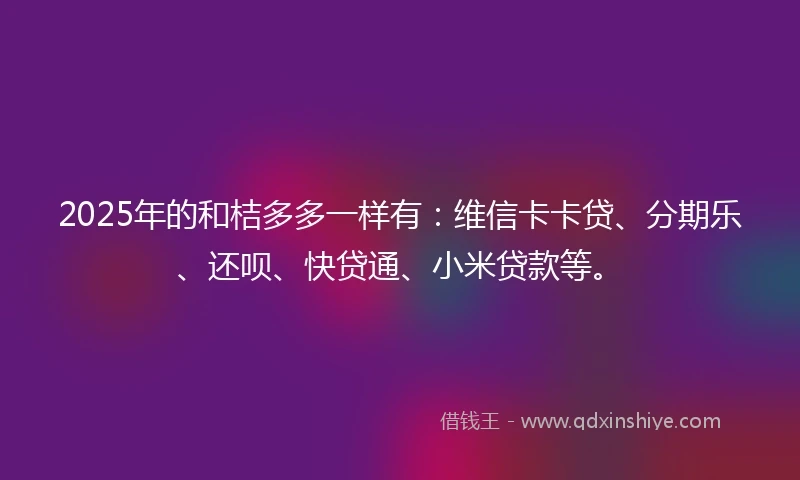 2025年的和桔多多一样有：维信卡卡贷、分期乐、还呗、快贷通、小米贷款等。
