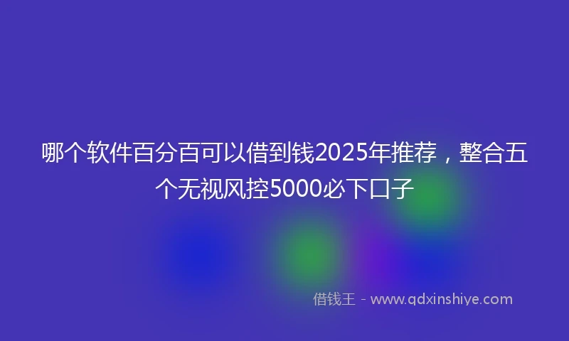 哪个软件百分百可以借到钱2025年推荐，整合五个无视风控5000必下口子