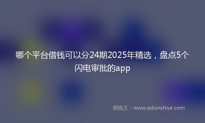 哪个平台借钱可以分24期2025年精选,盘点5个闪电审批的app