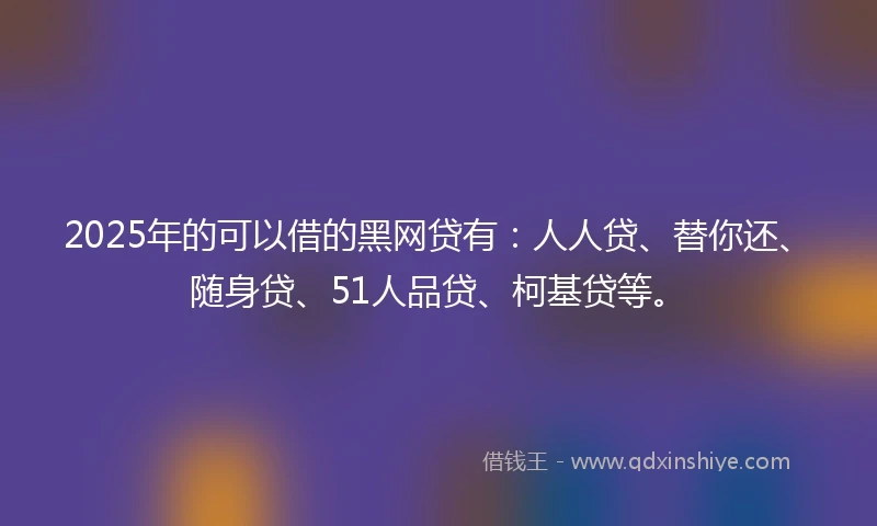2025年的可以借的黑网贷有：人人贷、替你还、随身贷、51人品贷、柯基贷等。