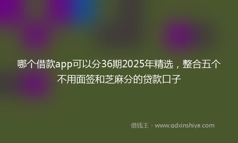 哪个借款app可以分36期2025年精选，整合五个不用面签和芝麻分的贷款口子