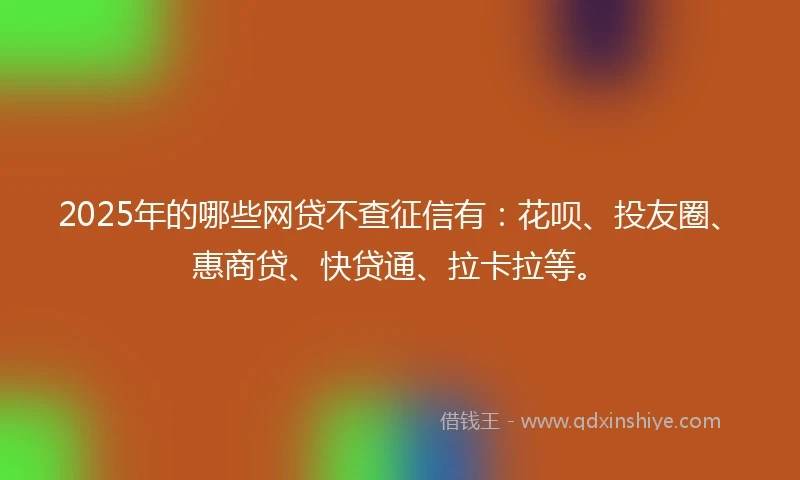 2025年的哪些网贷不查征信有：花呗、投友圈、惠商贷、快贷通、拉卡拉等。