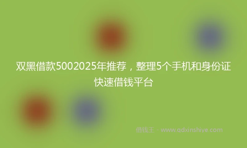 双黑借款5002025年推荐，整理5个手机和身份证快速借钱平台