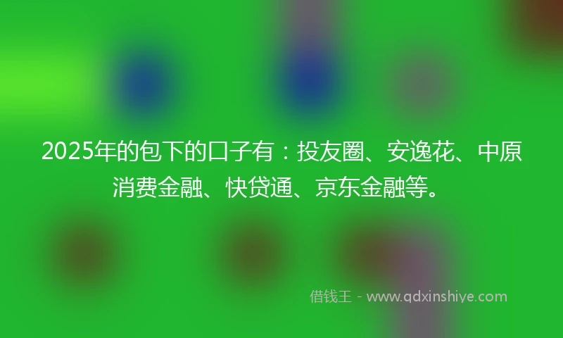 2025年的包下的口子有：投友圈、安逸花、中原消费金融、快贷通、京东金融等。