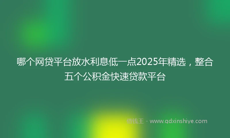 哪个网贷平台放水利息低一点2025年精选，整合五个公积金快速贷款平台