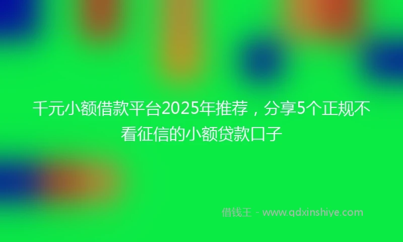千元小额借款平台2025年推荐，分享5个正规不看征信的小额贷款口子