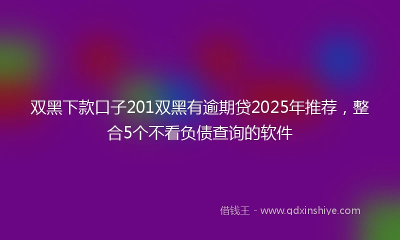 双黑下款口子201双黑有逾期贷2025年推荐，整合5个不看负债查询的软件