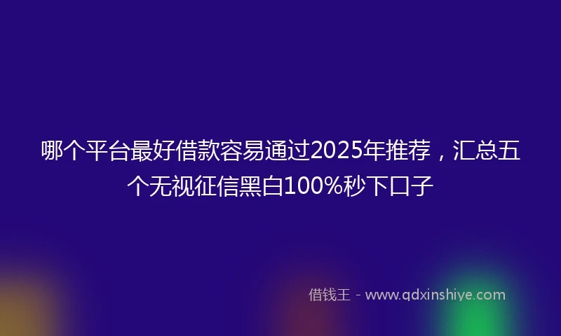 哪个平台最好借款容易通过2025年推荐，汇总五个无视征信黑白100%秒下口子