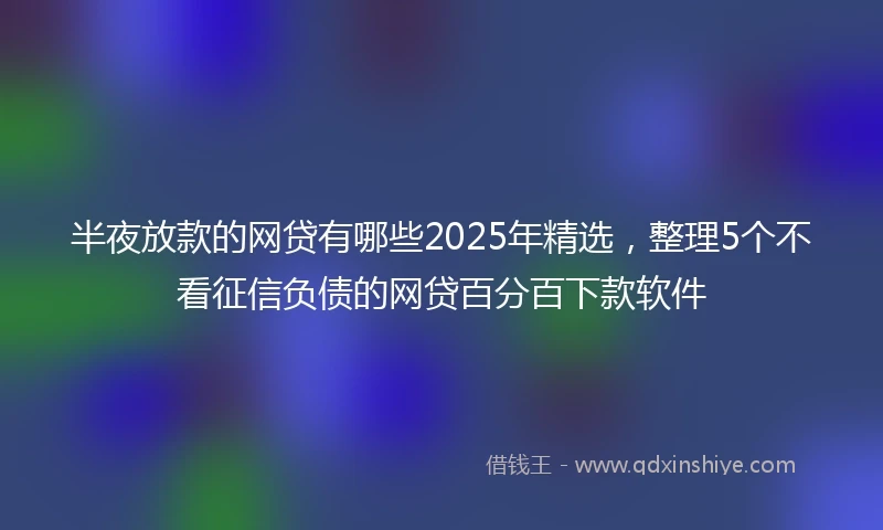 半夜放款的网贷有哪些2025年精选，整理5个不看征信负债的网贷百分百下款软件