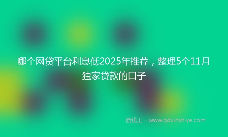 哪个网贷平台利息低2025年推荐，整理5个11月独家贷款的口子