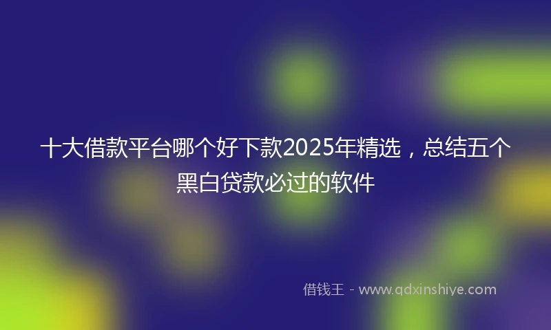 十大借款平台哪个好下款2025年精选，总结五个黑白贷款必过的软件