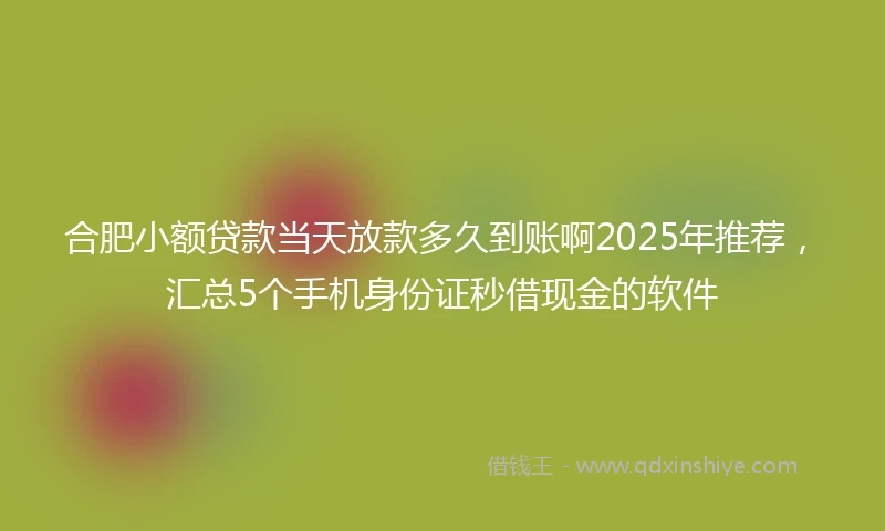 合肥小额贷款当天放款多久到账啊2025年推荐，汇总5个手机身份证秒借现金的软件