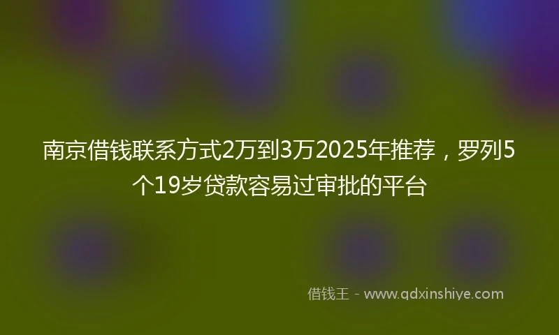 南京借钱联系方式2万到3万2025年推荐，罗列5个19岁贷款容易过审批的平台