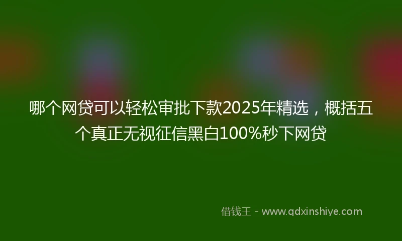 哪个网贷可以轻松审批下款2025年精选，概括五个真正无视征信黑白100%秒下网贷