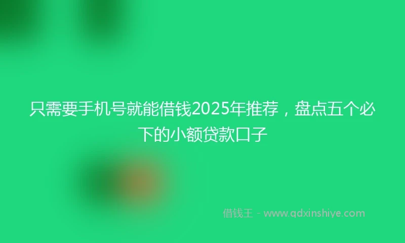 只需要手机号就能借钱2025年推荐，盘点五个必下的小额贷款口子