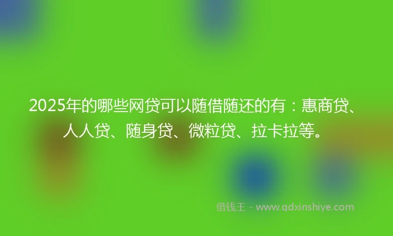 2025年的哪些网贷可以随借随还的有：惠商贷、人人贷、随身贷、微粒贷、拉卡拉等。