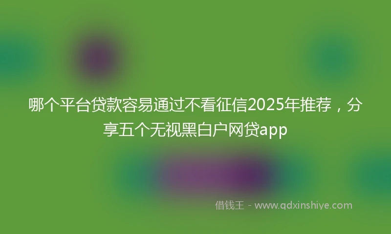 哪个平台贷款容易通过不看征信2025年推荐，分享五个无视黑白户网贷app