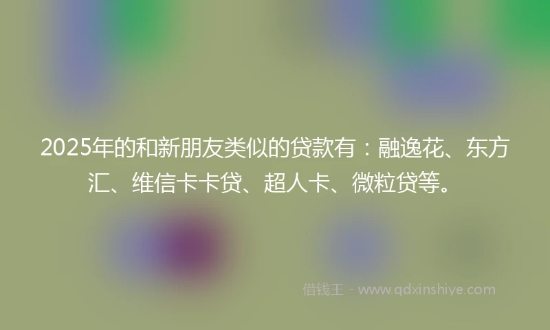 2025年的和新朋友类似的贷款有：融逸花、东方汇、维信卡卡贷、超人卡、微粒贷等。