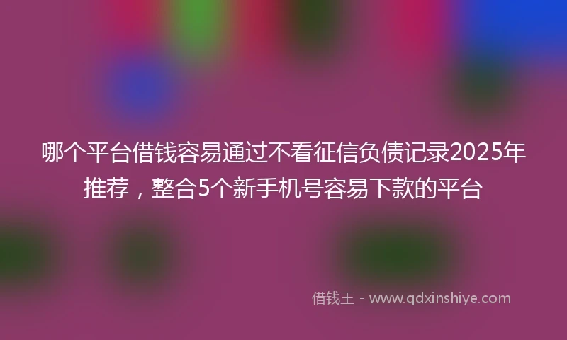 哪个平台借钱容易通过不看征信负债记录2025年推荐，整合5个新手机号容易下款的平台