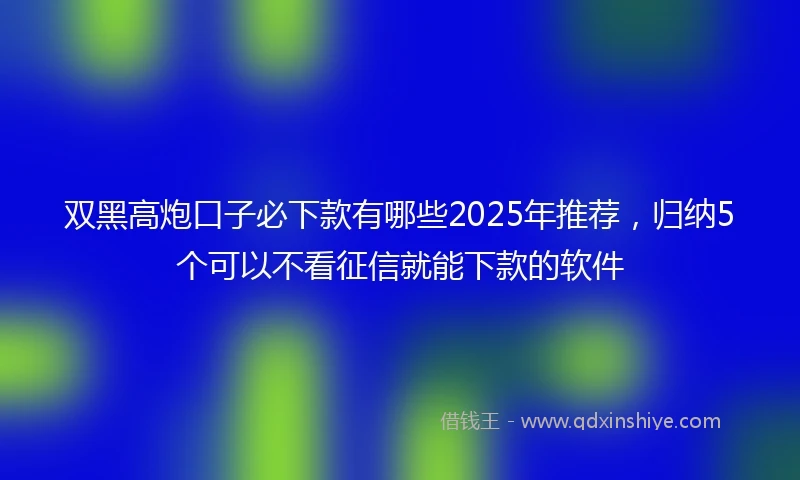 双黑高炮口子必下款有哪些2025年推荐，归纳5个可以不看征信就能下款的软件