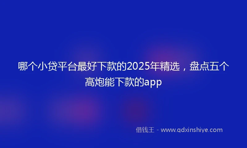 哪个小贷平台最好下款的2025年精选，盘点五个高炮能下款的app