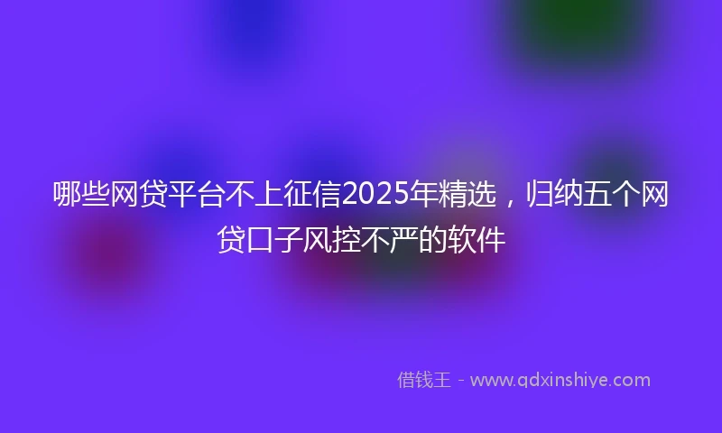 哪些网贷平台不上征信2025年精选，归纳五个网贷口子风控不严的软件