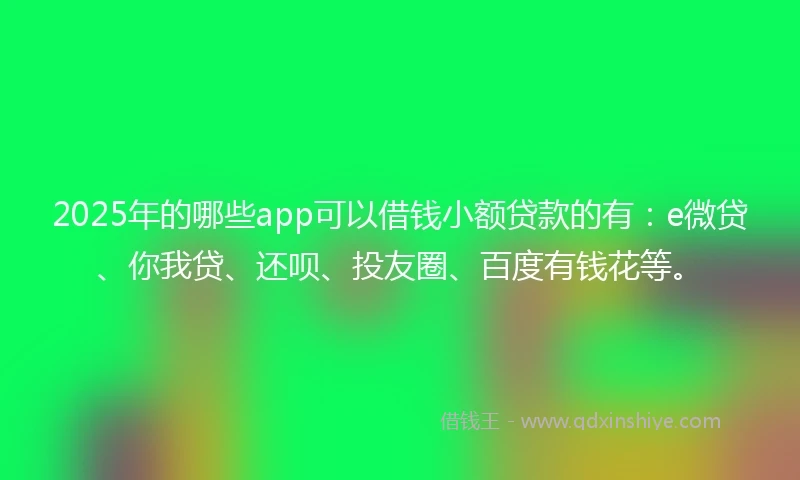 2025年的哪些app可以借钱小额贷款的有：e微贷、你我贷、还呗、投友圈、百度有钱花等。