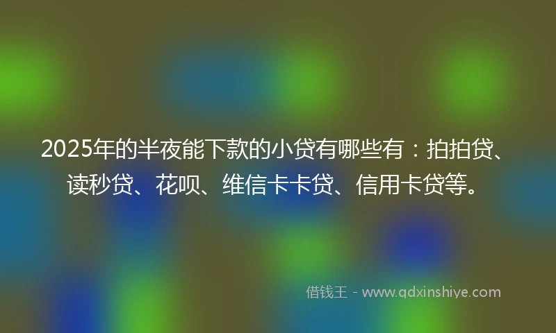 2025年的半夜能下款的小贷有哪些有：拍拍贷、读秒贷、花呗、维信卡卡贷、信用卡贷等。