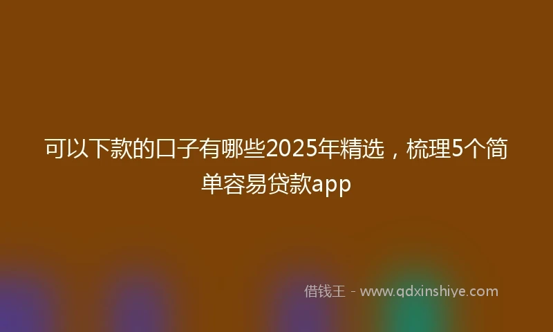 可以下款的口子有哪些2025年精选，梳理5个简单容易贷款app