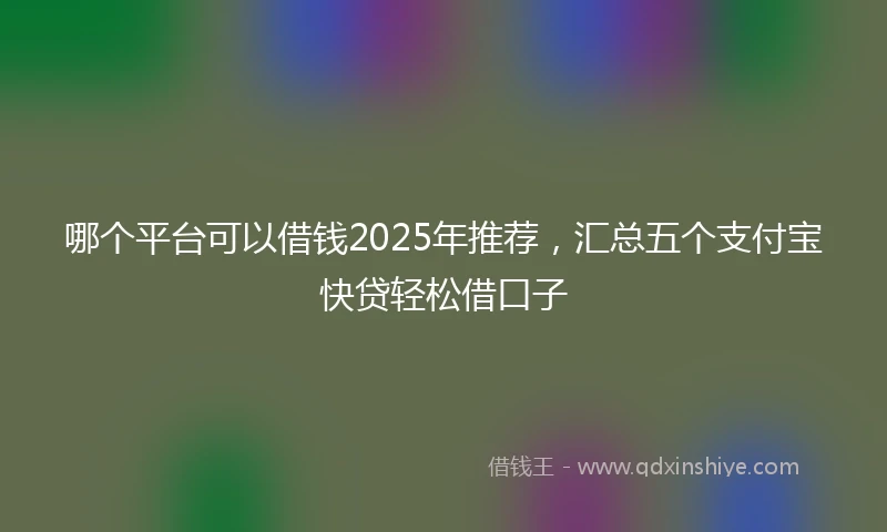 哪个平台可以借钱2025年推荐，汇总五个支付宝快贷轻松借口子