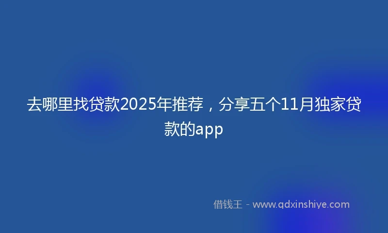 去哪里找贷款2025年推荐,分享五个11月独家贷款的app