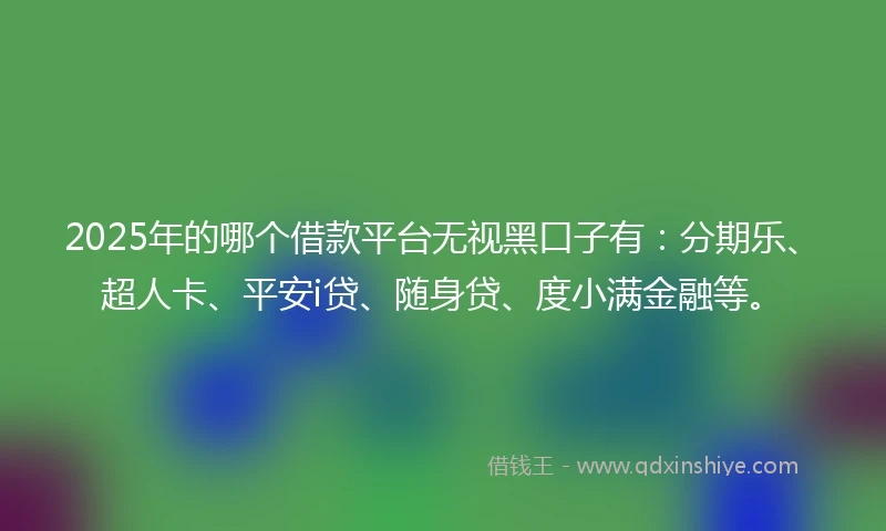 2025年的哪个借款平台无视黑口子有：分期乐、超人卡、平安i贷、随身贷、度小满金融等。