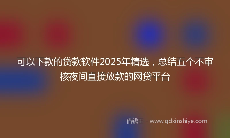 可以下款的贷款软件2025年精选，总结五个不审核夜间直接放款的网贷平台