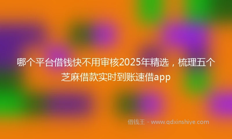 哪个平台借钱快不用审核2025年精选，梳理五个芝麻借款实时到账速借app