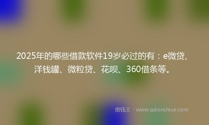 2025年的哪些借款软件19岁必过的有：e微贷、洋钱罐、微粒贷、花呗、360借条等。