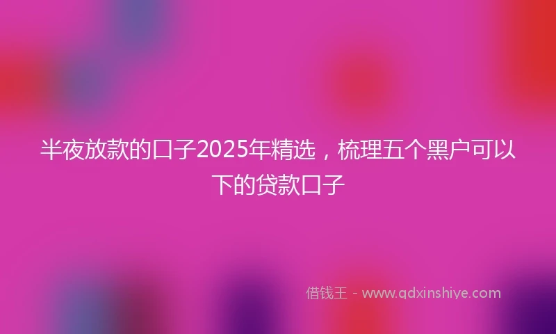 半夜放款的口子2025年精选，梳理五个黑户可以下的贷款口子