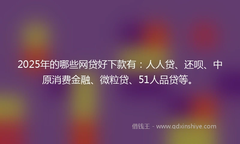 2025年的哪些网贷好下款有：人人贷、还呗、中原消费金融、微粒贷、51人品贷等。
