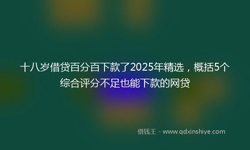 十八岁借贷百分百下款了2025年精选，概括5个综合评分不足也能下款的网贷