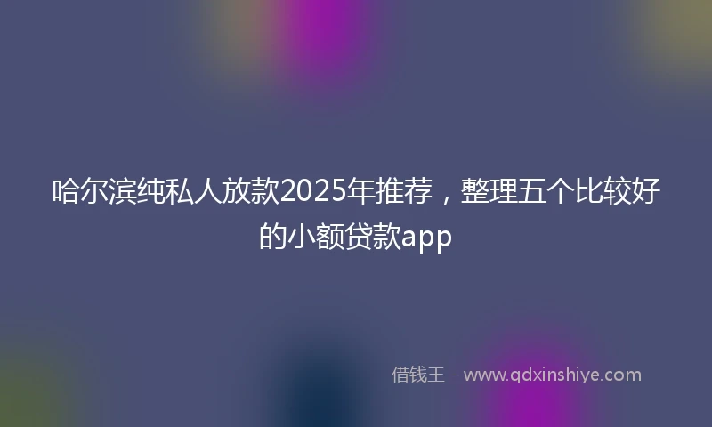 哈尔滨纯私人放款2025年推荐，整理五个比较好的小额贷款app