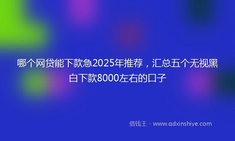 哪个网贷能下款急2025年推荐，汇总五个无视黑白下款8000左右的口子