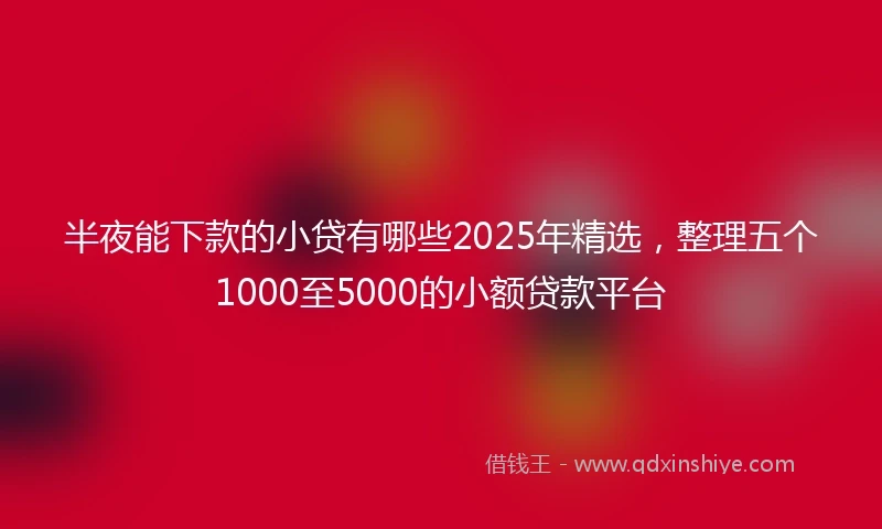 半夜能下款的小贷有哪些2025年精选，整理五个1000至5000的小额贷款平台