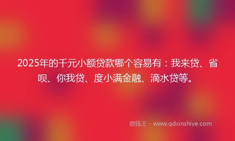 2025年的千元小额贷款哪个容易有：我来贷、省呗、你我贷、度小满金融、滴水贷等。